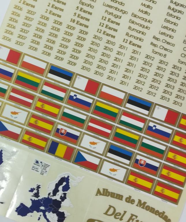 Hojas para Monedas de Euros. 2 Países o años. Paquete de 6 unidades