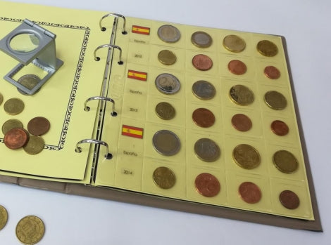 Hojas para Monedas de euros. 3 paises o años. Serie Economica