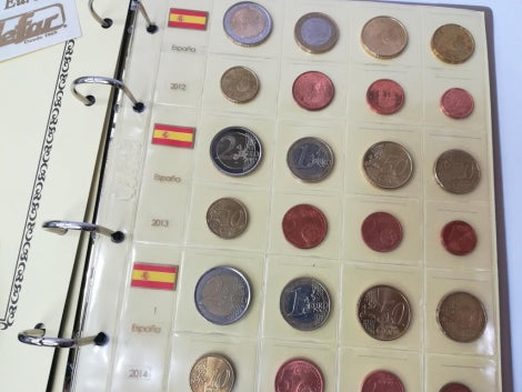 Hojas para Monedas de euros. 3 paises o años. Serie Economica