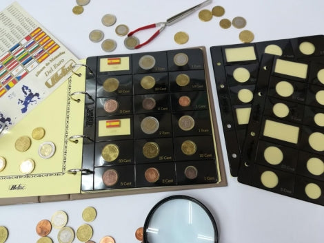 Hojas para Monedas de euros. 2 paises o años.
