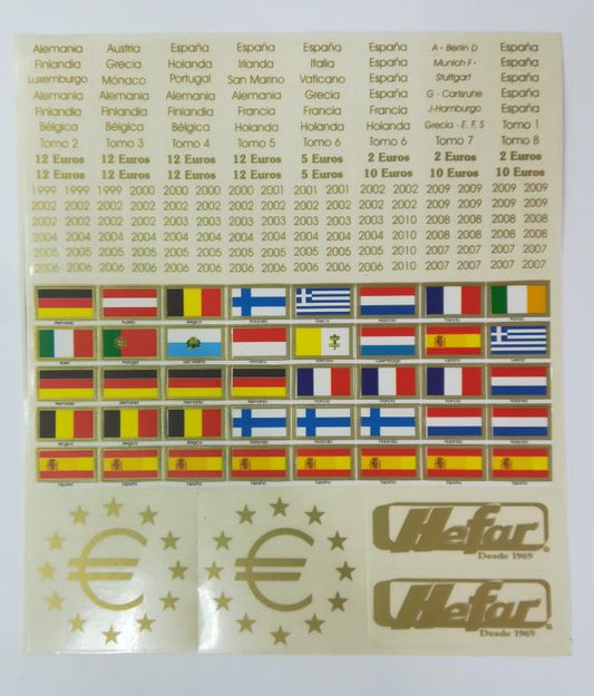 Hojas adhesivas banderas, países, años. 1a Emision