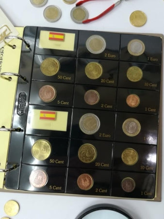 Hojas para Monedas de Euros. 2 Países o años. Paquete de 6 unidades