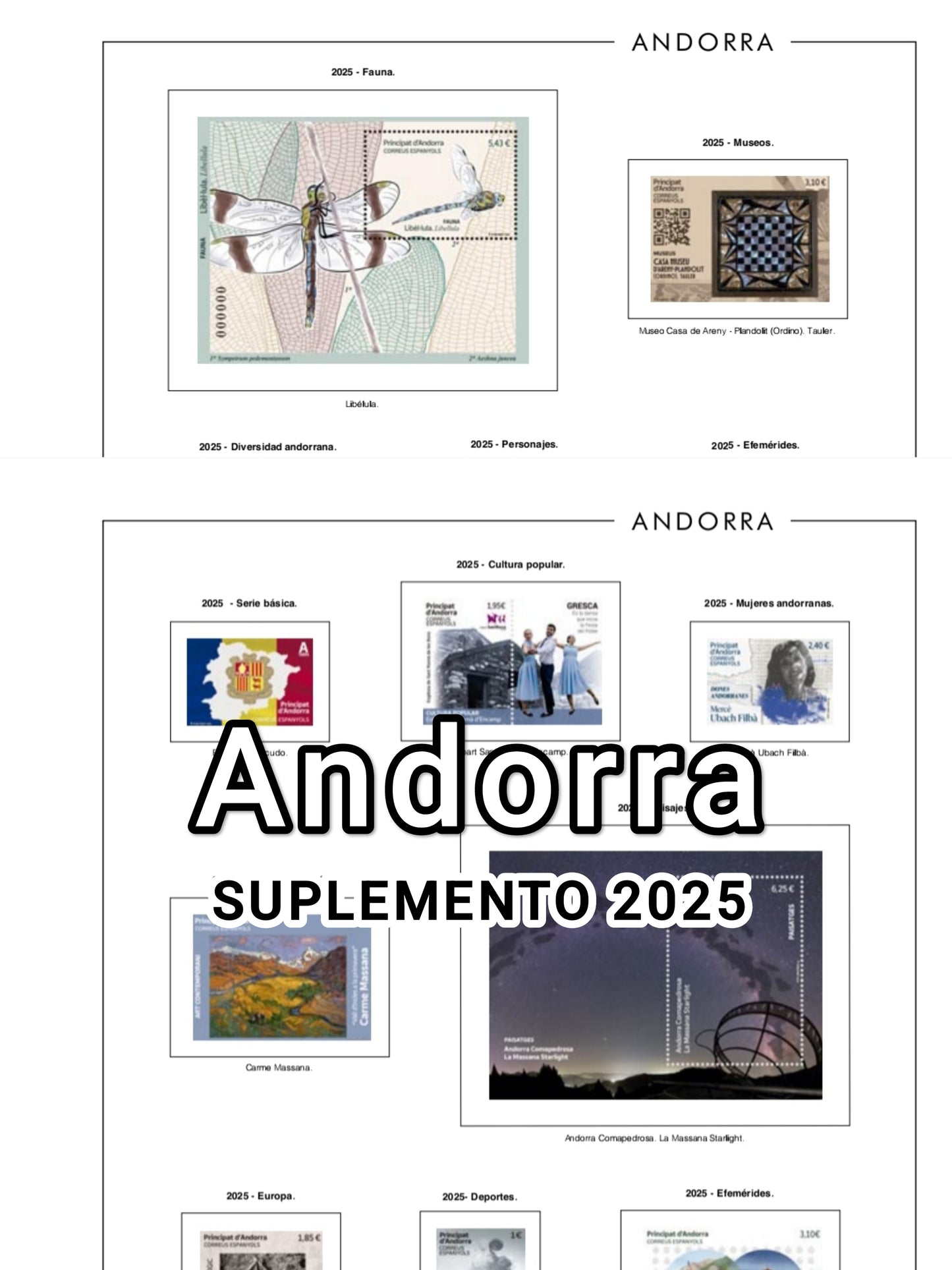 Suplemento de Sellos Manfil. Andorra 2025