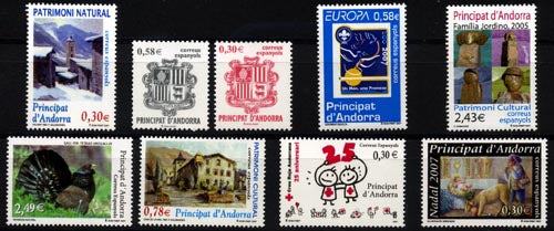 Sellos de Andorra años completos